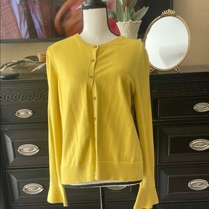 Ann Taylor Yellow Cardigan Sweater Classic Knit